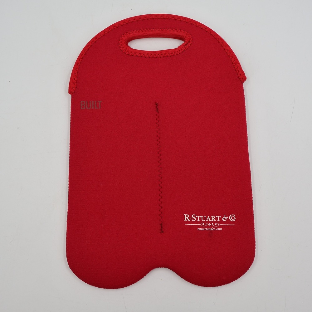 Built NY 2 Bottle Wine Tote Bag Red Neoprene Insulated R. Stuart & Co. Logo